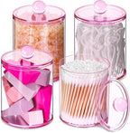 4 Pack Qtip Holder, Canister Apothecary Jar Set, Bathroom Jars by XIPENGKEJI