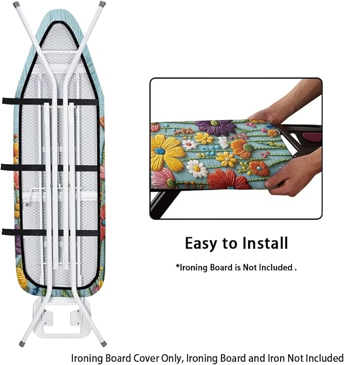 Sprowallow Colorful Daisy Ironing Board Cover Heavy Duty Iron Pad Covers Stain - Image 4