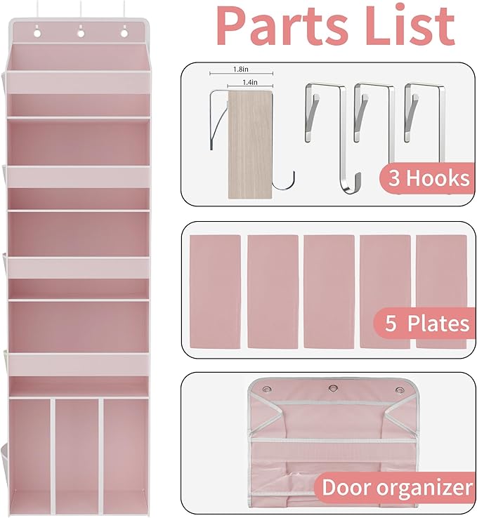 1 PC Pink Over the Door Organizer - Image 8