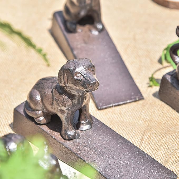 Sungmor Heavy Duty Cast Iron Dog Door Stops | Decorative Cute Animal Statue - Image 5