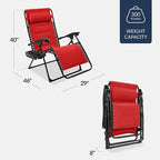 Best Choice Products Oversized Padded Zero Gravity Chair, Folding Outdoor Patio Recliner, XL Anti Gravity Lounger for Backyard w/Headrest, Cup Holder, Side Tray, Polyester Mesh - Crimson Red - Image 2