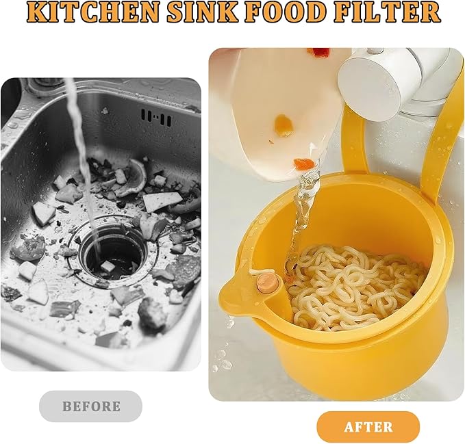 Sink Strainer Basket with One-Touch Drain Mesh, Snap-On Strap & Detachable - Image 2