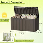 Devoko 100 Gallon Outdoor Storage Box, Waterproof Resin Deck Box for Patio Furniture, Lockable Container for Garden Cushions & Pool Supplies (Brown, 100 Gallon) - Image 8
