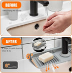 17.7" Gray Button Style Faucet Drip Catcher – Silicone Faucet Mat - Image 3