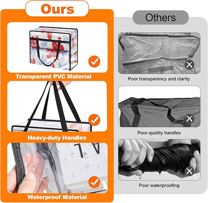 4 Pack Clear Clothes Storage Bags, Vinyl Blanket Storage Containers - Image 4