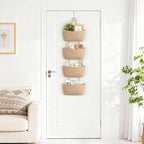 Dahey Over The Door Hanging Basket 4-Tier Woven Boho Wall Mounted Storage - Image 3