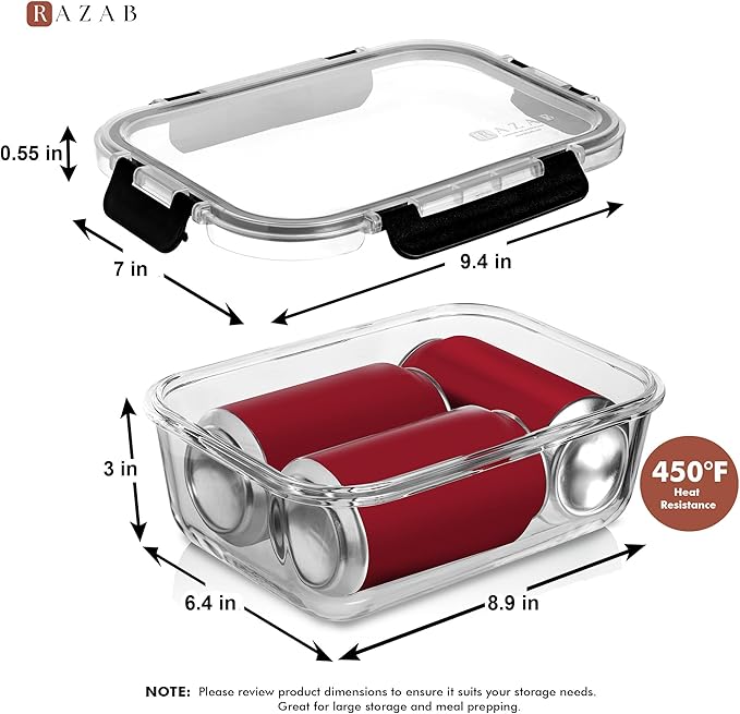 Razab 4 Pcs 1860ml / 63 Oz Large Glass Food Storage Containers - Image 4