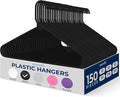 SereneLife 150-Piece Plastic Hangers Black – Heavy Duty Non-Slip Clothes Hanger by SereneLife