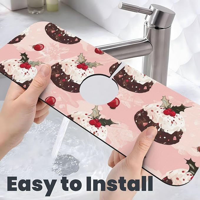 Faucet Draining Mat For Kitchen Sink, Cream Puddings Diatom Mud Absorbent Drain - Image 6
