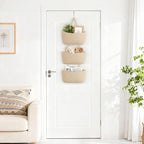 Dahey Over The Door Hanging Basket 3-Tier Woven Boho Wall Mounted Storage - Image 2