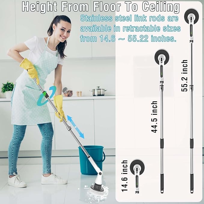 Electric Spin Scrubber, 8 in 1 Electric Cleaning Brush, Cordless Rechargeable - Image 4