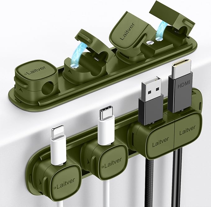 6 Pack Magnetic Cable Clips, Laitver Cord Organizer Holder Strong Adhesive Desk by Unknown