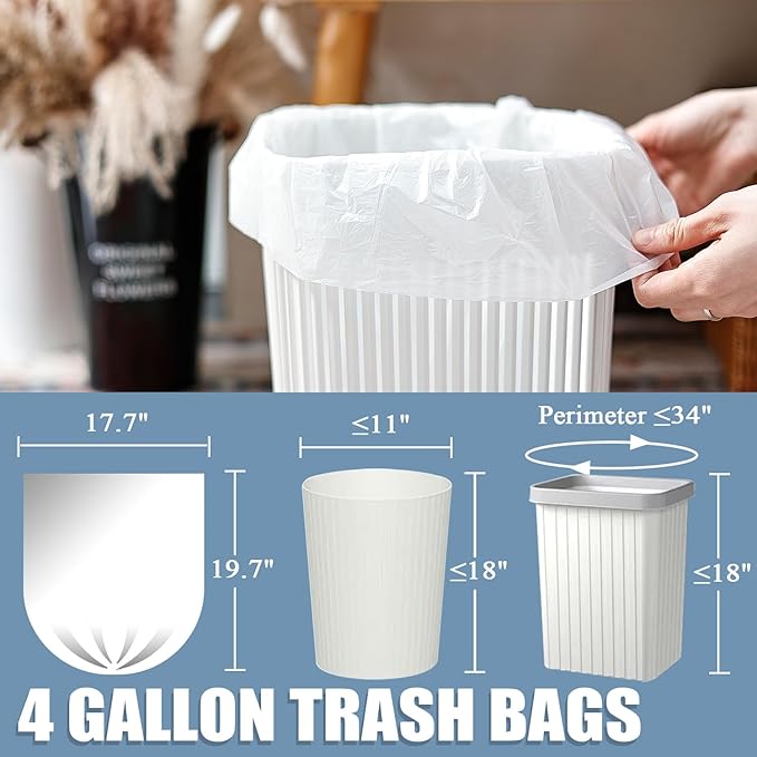 4 Gallon Small Trash Bags, Transparent - Image 3