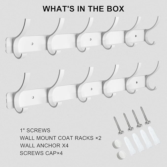 Coat Rack Wall Mounted, 6 Coat Hooks - Image 7
