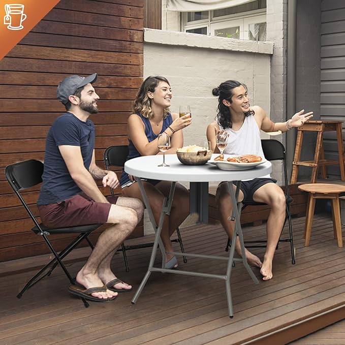 VINGLI 5 Pack Black Plastic Folding Chair, Indoor Outdoor Portable Stackable Commercial Seat with Steel Frame 350lb. Capacity for Events Office Wedding Party Picnic Kitchen Dining - Image 7