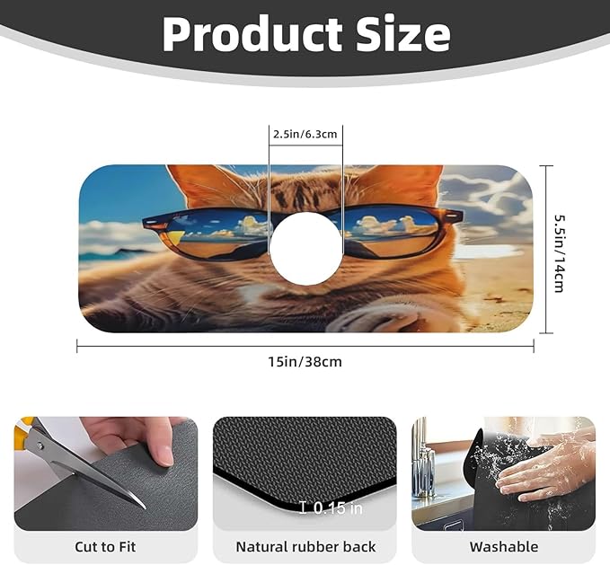 Sunshine Beach Cat Cases Kitchen sink faucet pad, strong water absorption - Image 2