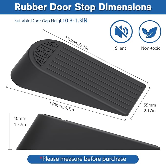 Rubber Small Door Stopper Wedge – 2 Pack Black Door Stoppers Wedge - Image 2