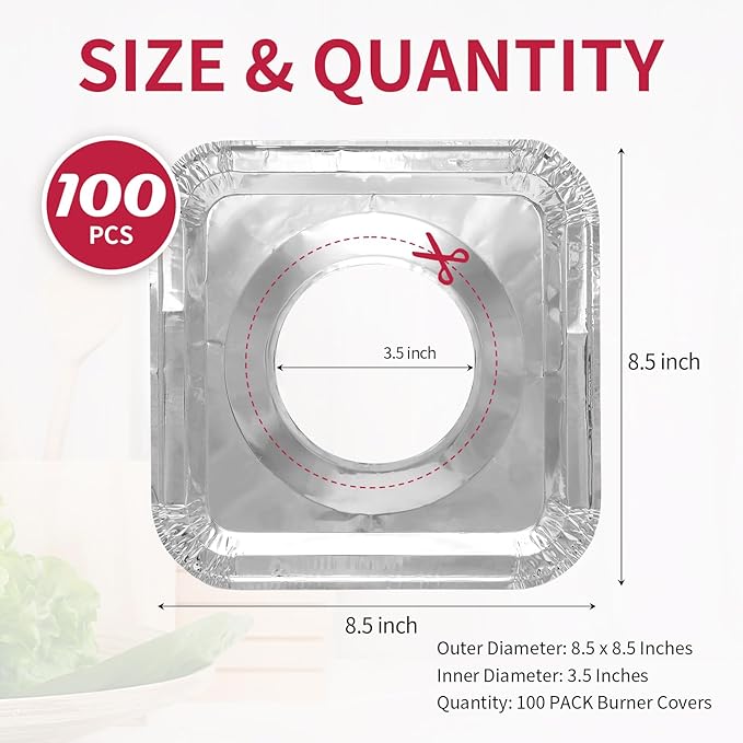 Aluminum Gas Stove Burner Covers -Thicker Foil Square Burner Liners - Image 2