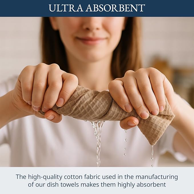 LANE LINEN Kitchen Towels & Dishcloths Set of 12-100% Cotton, Quick-Drying 18” - Image 5