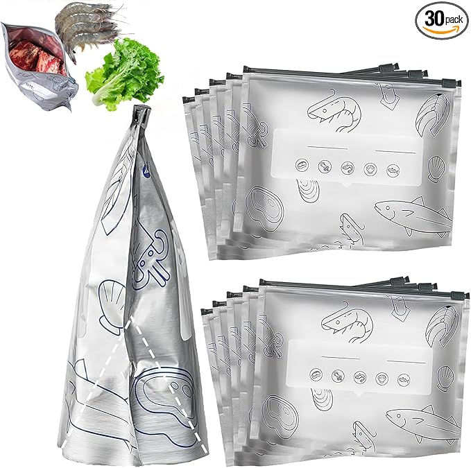 Reusable Aluminum Foil Sealable Storage Bags, 2026 New Resealable Vacuum Zipper by Unknown