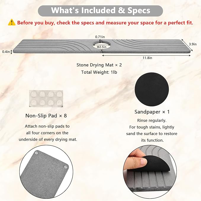 Stone Faucet Mat for Kitchen Sink - Image 2