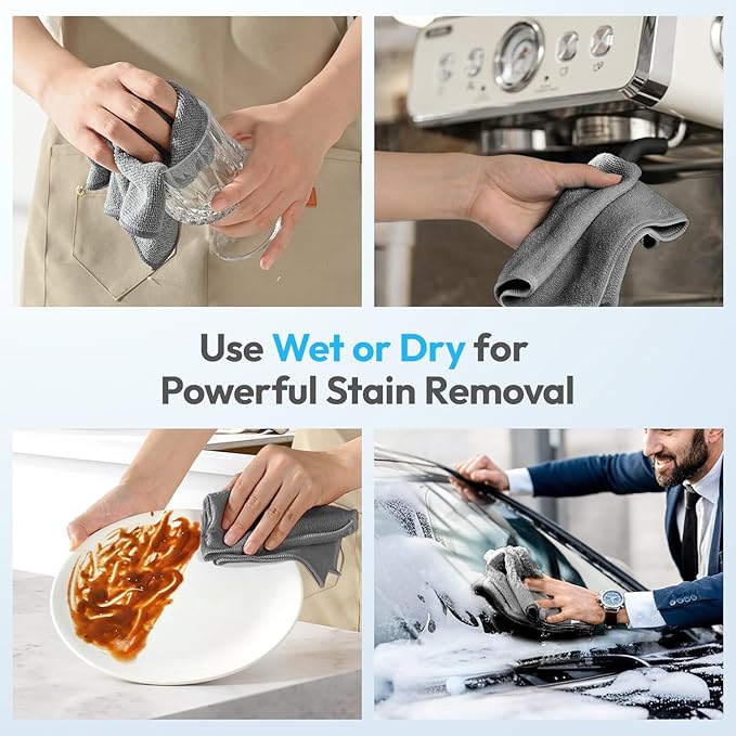 Microfiber Cleaning Cloth 12"X12" 24 Pack Grey Lint Free Microfiber Towels - Image 4