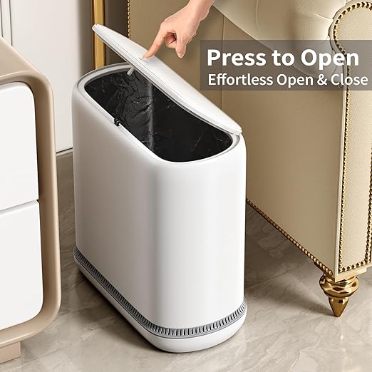 Bathroom Trash Can with Lid, 3 Gallon Small Slim Garbage Bin with - Image 4