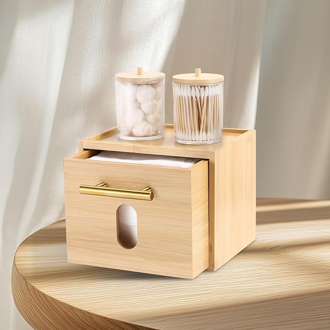 Face Towels Holder with 60 XL Towels, Disposable Towelettes Bamboo Box Cotton - Image 7