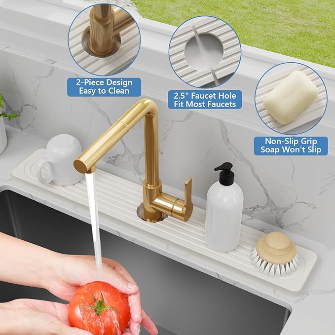 24'' Longer Faucet Mat for Kitchen Sink Stone Faucet Mat for Kitchen Sink - Image 4