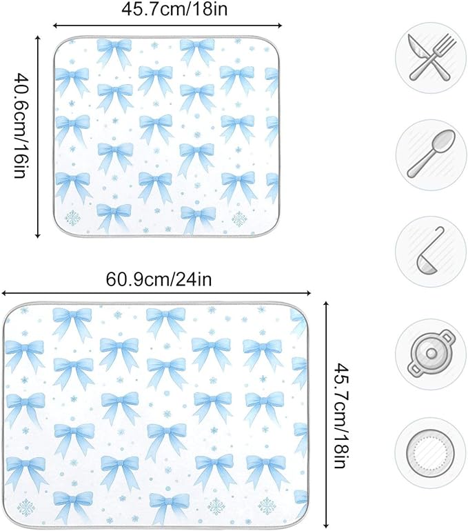 Blue Bow Ribbon Dish Drying Mat - Image 4