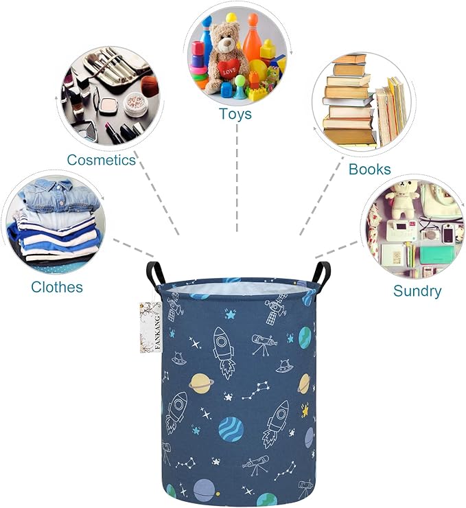 FANKANG Storage Basket, Nursery Hamper Canvas Laundry Basket Foldable - Image 8
