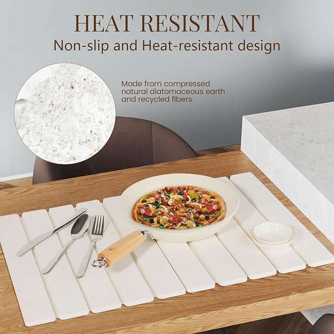 Large Stone Dish Drying Mats for Kitchen Counter 24"×16" Foldable Quick Dry - Image 3