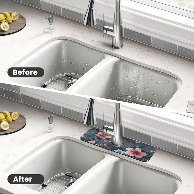 Women Girls Flower Kitchen sink faucet pad, strong water absorption, anti slip - Image 4
