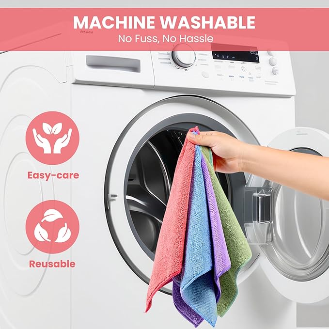 Microfiber Cleaning Cloth, 12 Pack Assorted Color Cleaning Rags - Image 7
