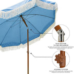 AMMSUN 7ft Patio Umbrella with Fringe Outdoor Tassel Umbrella UPF50+ Premium Steel Pole and Ribs Push Button Tilt, Sky Blue - Image 4