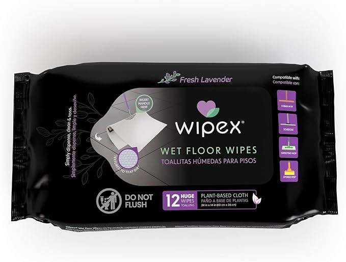 Wipex XL Wet Floor Wipes for Squeegee Stick, Cuban Mop or Sweeping Mop by Wipex