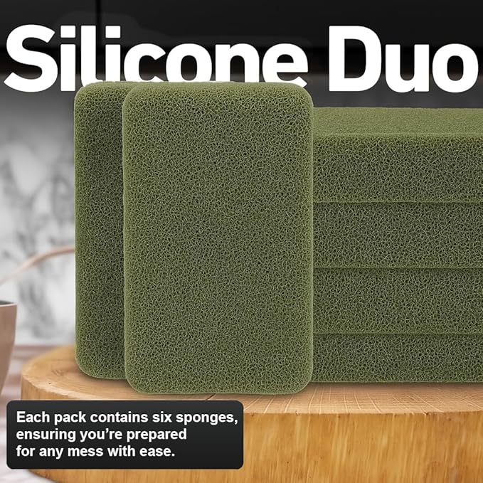 Casanero 6-Pack Silicone Scrubbing Sponges, Heavy-Duty, Non-Scratch | Reusable - Image 2