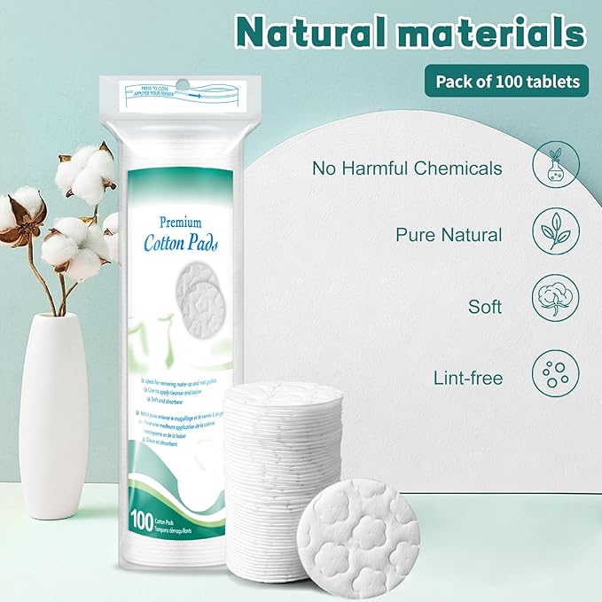 Premium Cotton Rounds for Face, 100% Pure & Natural Facial Cleansing Round Pads - Image 5