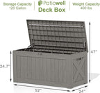 Patiowell 120 Gallon Large Deck Box, Outdoor Lockable Storage Box for Gardening Tools, Waterproof Deck Box for Patio Furniture, Light Brown - Image 4