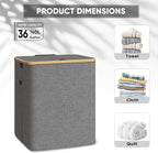 BALEINE Laundry Hamper with Lid, Tall Laundry Baskets with Bamboo Pull Handles - Image 4