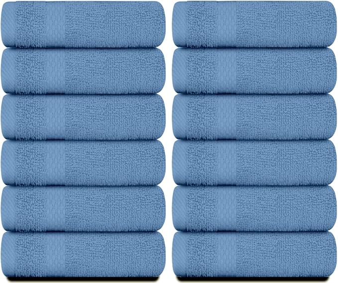White Classic Luxury Cotton Washcloths 13x13 Inch - Image 2