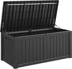 Outdoor Storage Box, Resin Deck Boxes Indoor and outdoor, Waterproof Storage Box Lockable Lid (Black,150 Gallon) by NBYSGO