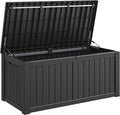Outdoor Storage Box, Resin Deck Boxes Indoor and outdoor, Waterproof Storage Box Lockable Lid (Black, 120 Gallon) by NBYSGO