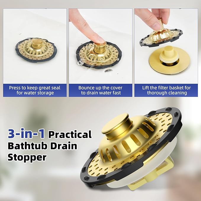 Metal 2 Pack Bathtub Drain Stopper - Image 7
