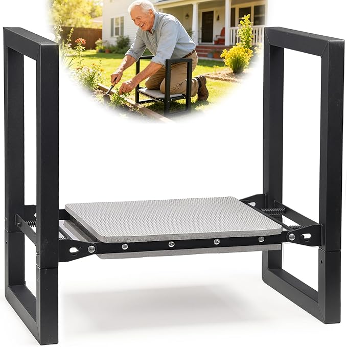 Garden Kneeler and Seat Heavy Duty - 12.7" Wide Garden Kneeling Bench Stool with Handles, Folding Knee Seat Chair Gardening Gifts for Seniors Women Men Gardeners Pain-Free Weeding Planting by DIOVPLX