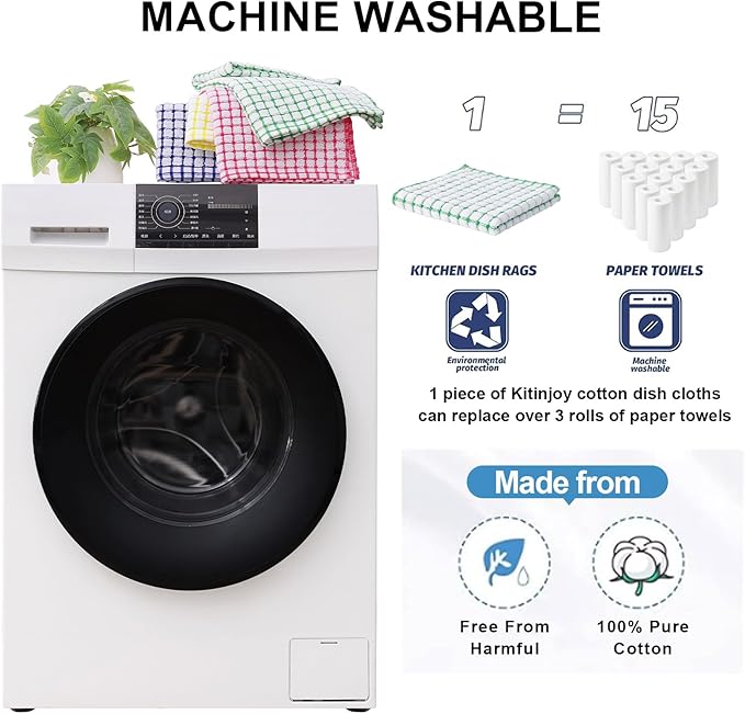 Kitinjoy Cotton 6 Pack Terry Kitchen Towels, 16 x 25 Inches Super Soft and - Image 5