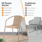 VINGLI PE Rattan Outdoor Dining Chairs Set of 2, Plastic Stackable Patio Chairs for Indoor, Porch, Restaurant, Garden,Champagne - Image 6