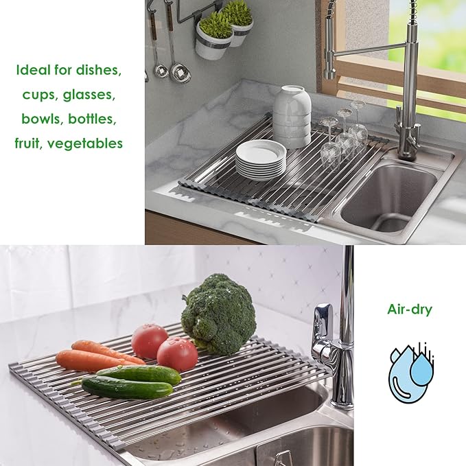 Tomorotec Roll Up Dish Drying Rack, Over The Sink Dish Drying Rack, Portable - Image 3