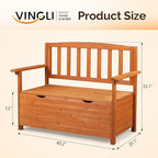 VINGLI Outdoor Storage Bench, Large Wood Deck Box with Seating, Weatherproof Outdoor Bench with Storage Loveseat, 2-Person Wooden Patio Bench for Entryway, Backyard, Garden - Image 3
