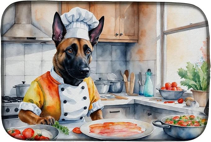 Caroline's Treasures DAC6200DDM Belgian Malinois The Chef Dish Drying Mat by CarolinesTreasures